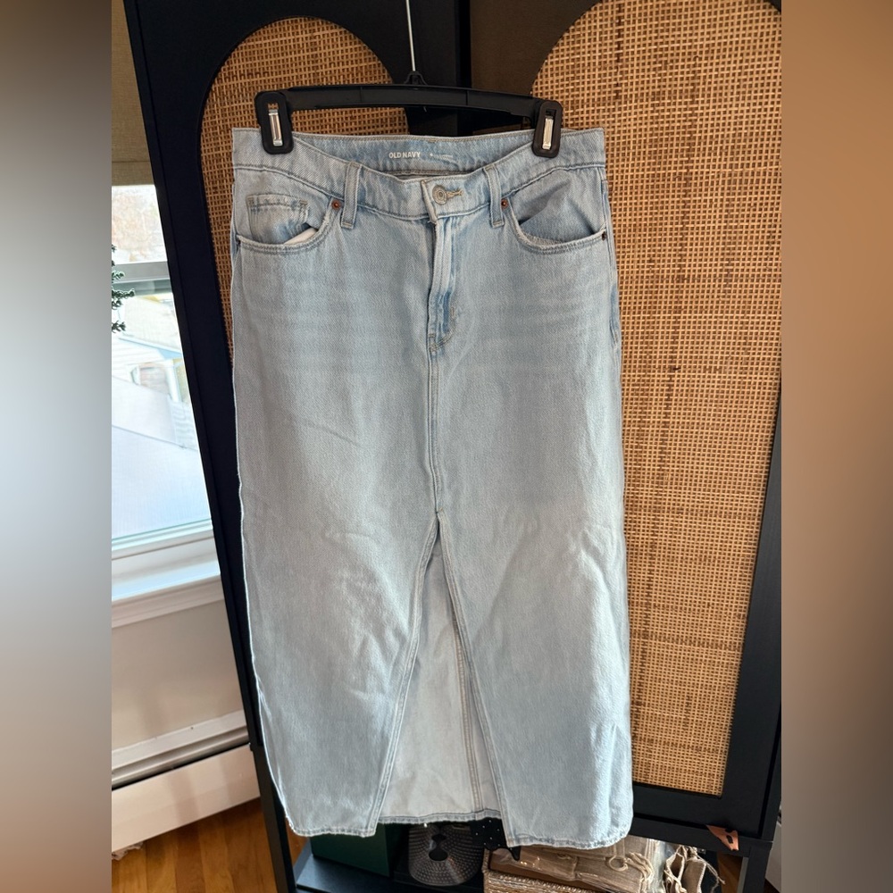 Old Navy Light Blue Denim Midi Skirt
